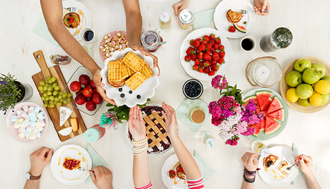 Waffeln Frühstück mit Freunden