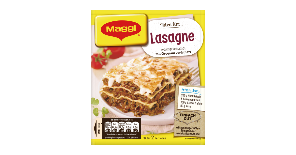 Maggi Fix für Lasagne maggi.de