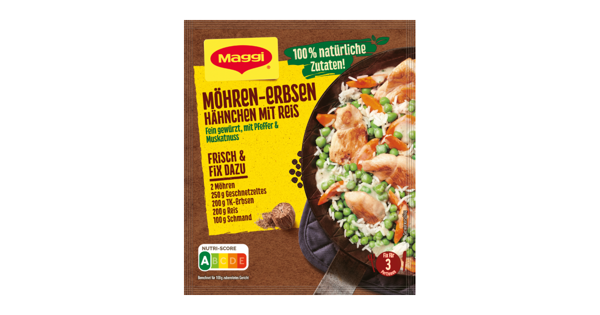 MAGGI Fix für Möhren-Erbsen Hähnchen mit Reis | maggi.de
